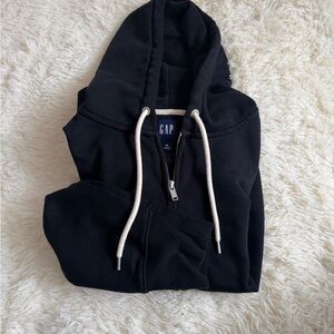 GAP Black Hoodie with White Drawstrings